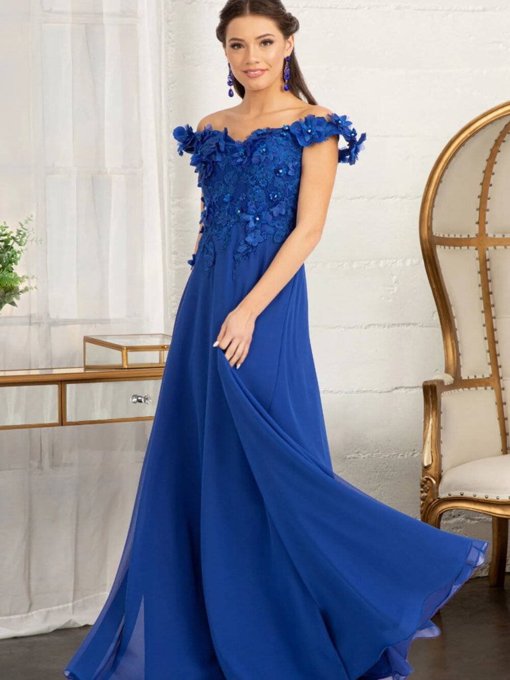NEW ROYAL BLUE Chiffon Sweetheart Evening Gown Floor Length GL3018